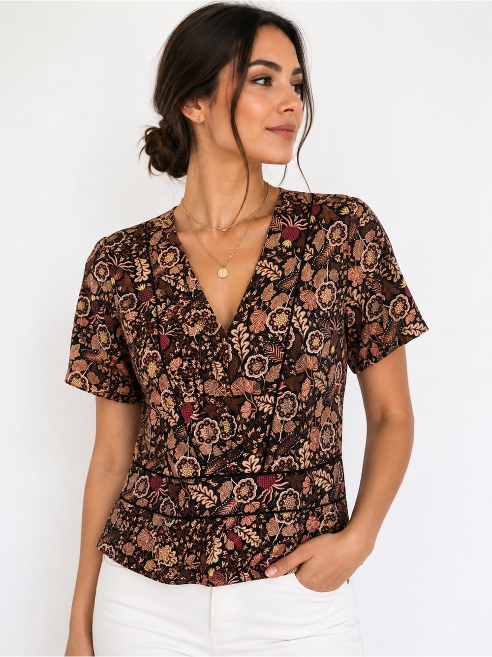Scotch & Soda Floral V-Neck Blouse XS Like New